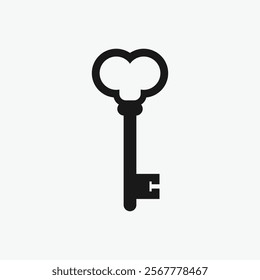 black vintage key vector illustration isolated on white background.