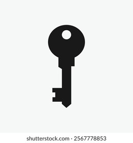 black vintage key vector illustration isolated on white background.