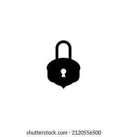 Black vintage lock with key hole icon. Retro Padlock symbol isolated on white. Flat vector illustration. safety button. Pass word. Mystery, secret symbol