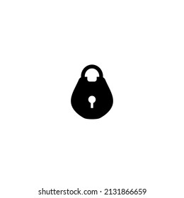 Black vintage lock with key hole icon. Retro Padlock symbol isolated on white. Flat vector illustration. safety button. Pass word. Mystery, secret symbol