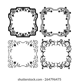 Black vintage ornamental frames with floral elements.