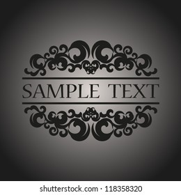 Black vintage pattern on gray background. EPS10 vector.