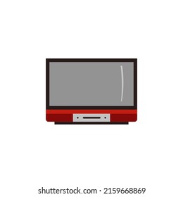 Black vintage, retro TV, vector flat illustration on a white background. TV for watching video programs at home, old screen for video viewing