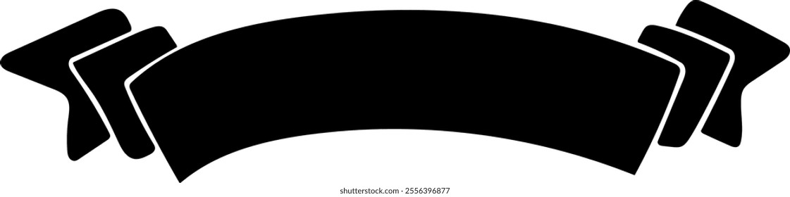 Black vintage ribbon banner in modern simple flat design. Vector illustration