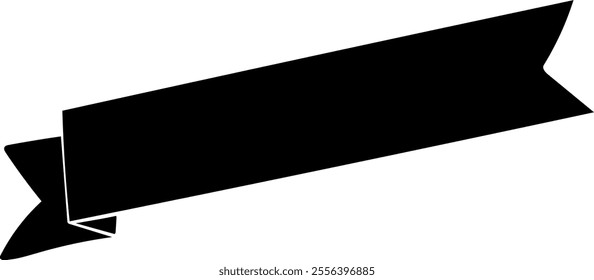 Black vintage ribbon banner in modern simple flat design. Vector illustration