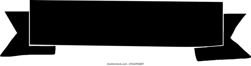 Black vintage ribbon banner in modern simple flat design. Vector illustration