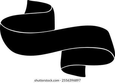 Black vintage ribbon banner in modern simple flat design. Vector illustration