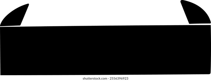 Black vintage ribbon banner in modern simple flat design. Vector illustration