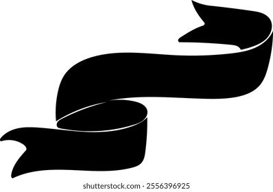 Black vintage ribbon banner in modern simple flat design. Vector illustration