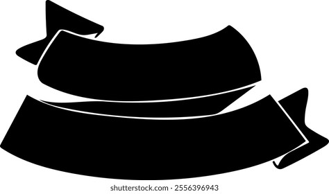 Black vintage ribbon banner in modern simple flat design. Vector illustration