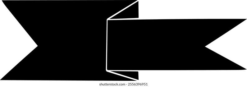 Black vintage ribbon banner in modern simple flat design. Vector illustration