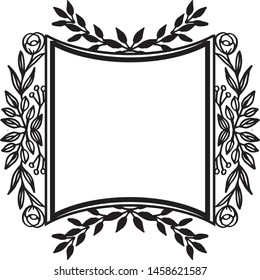 Black vintage square elegant frames with floral ornament, various of cards. Vector