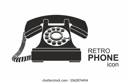 Black vintage telephone isolated on white