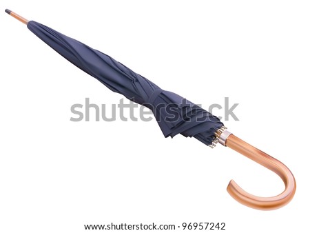 Black vintage Umbrella Isolated on White backgroung