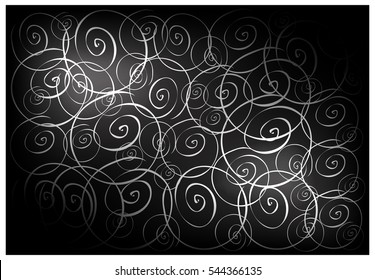 Black Vintage Wallpaper With Spiral Pattern Background
