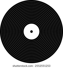 Black vinyl disc icon, Editable Stroke. DJ equipment for club techno concept. Vector illustration