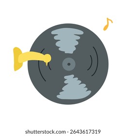 Black vinyl disc record animated simple hand drawn editable vector design illustration