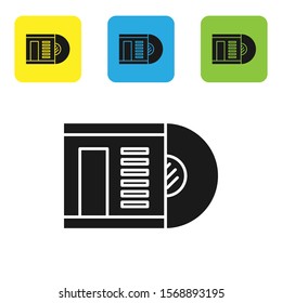 Black Vinyl disk icon isolated on white background. Set icons colorful square buttons. Vector Illustration