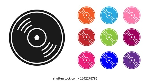 Black Vinyl disk icon isolated on white background. Set icons colorful. Vector Illustration