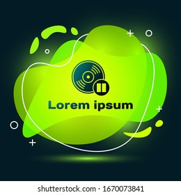 Schwarzes Vinyl-Scheibensymbol einzeln auf schwarzem Hintergrund. Abstrakter Banner mit flüssigen Formen. Vektorillustration-Illustration