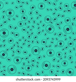 Black Vinyl disk icon isolated seamless pattern on green background.  Vector