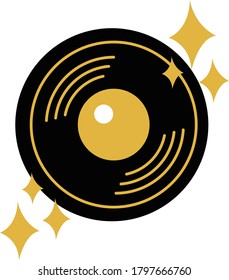 Black vinyl flat icon with yellow lines