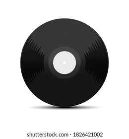 black vinyl gramophone record on a white background. Vector illustration