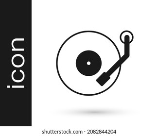 Black Vinyl player with a vinyl disk icon isolated on white background.  Vector