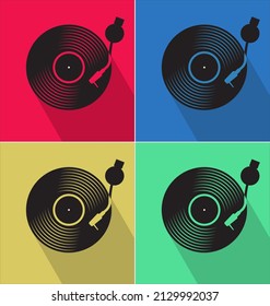 Black vinyl record disc flat concept background