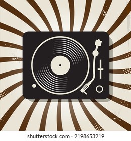 Black vinyl record disc flat retro concept vector illustration 