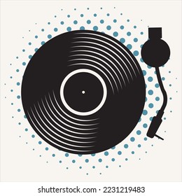 Black vinyl record disc flat concept vector illustration