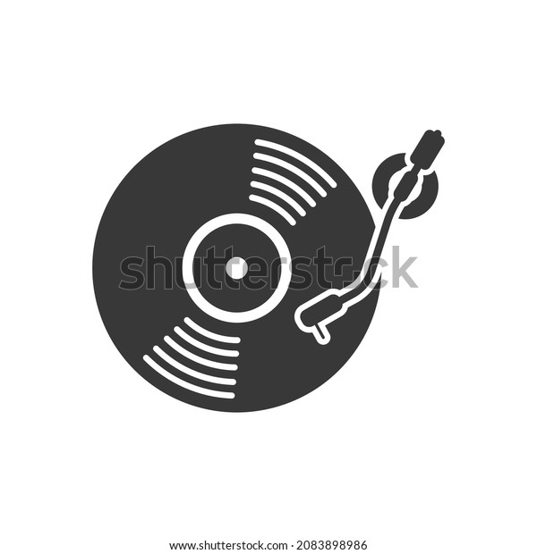 Black\
vinyl record disc flat concept vector\
illustration.
