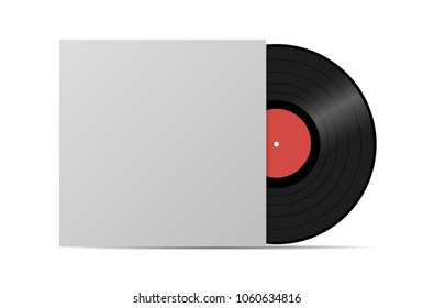 Black vinyl record isolated on white background. Vector illustration.
