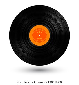 El vinílico negro es aislado en fondo blanco. Ilustración vectorial.