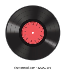 Black vinyl record isolated on white background. Vector illustration