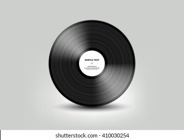 Black vinyl record isolated on white background, Vector