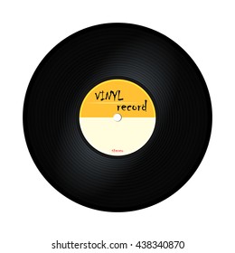 Black vinyl record isolated on white background. Vector illustration