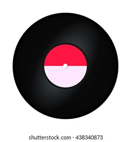 Black vinyl record isolated on white background. Vector illustration