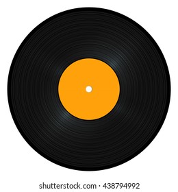 Black vinyl record isolated on white background. Vector illustration