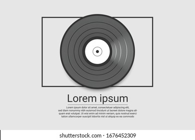 black vinyl record on white background. - concert poster for your design.