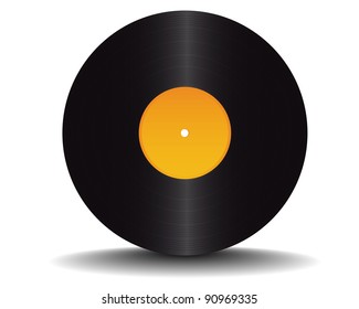 black vinyl record on white background