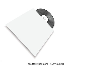 black vinyl record in a paper case. - musical poster for your design.