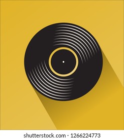 Black vinyl record store day flat concept vector illustration