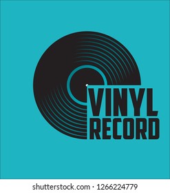 Black vinyl record store day flat concept vector illustration