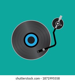 Black vinyl record, vector illustration