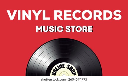 Black vinyl records store concept vector illustration.