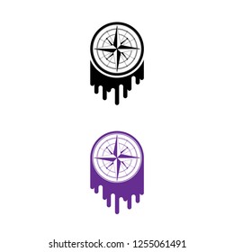 Black and violet brush wind rose symbols isolated on white background