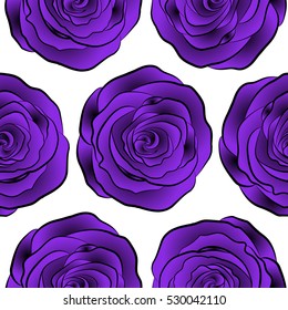 Black and violet roses pattern on a white background. Vintage flower seamless pattern. Vector flower pattern sketch. Hand drawn flower. Flower pattern with roses.
