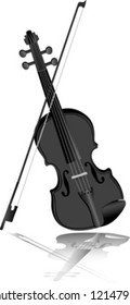 black violin on white background, vector