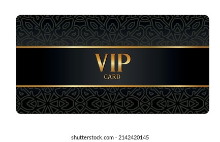 Black VIP Card With Gold Inlay And Pattern